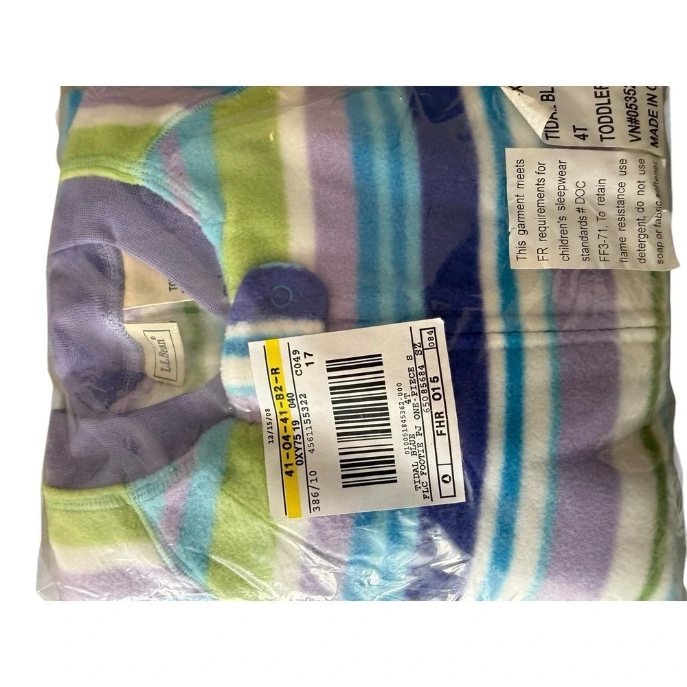 L.L.Bean 4T Fleece 2-Piece Pajama Set Long Sleeve Striped Sea Life